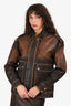 Avec Les Filles Aged Brown Leather Oversized Jacket Size XS
