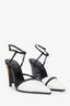 Lanvin Black/White Leather Pointed Toe Slingback Heels Size 37