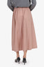 Brunello Cucinelli Pink Cotton Pleated Belted Midi Skirt Size 4