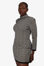 Balmain White/Black All-Over Logo Print Bodycon Dress Size 42