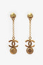 Pre-Loved Chanel™ 23B Gold Tone Coco Mark Rhinestone Drop Earrings