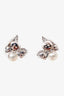 Mikimoto 18k White Gold Pearl Diamond Jeux de Rubans Earrings