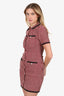Maje Red/Black Tweed Short Sleeve Dress Size 34