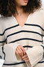 Jenni Kayne Cream/Black Striped Cashmere Polo Sweater Size S