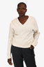 Brunello Cucinelli White Cashmere/Wool Sequin Embellished V Neck Sweater Size M