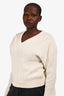 Brunello Cucinelli White Cashmere/Wool Sequin Embellished V Neck Sweater Size M