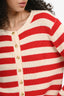 L'Academie Red/Cream Striped Button Down Knit Sweater Size S