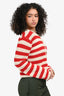 L'Academie Red/Cream Striped Button Down Knit Sweater Size S