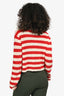L'Academie Red/Cream Striped Button Down Knit Sweater Size S
