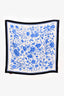 Gucci White/Blue Silk 'Flora Flat' Scarf 80