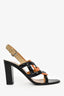 Hermes Black/Orange Patent 'Chain d'Ancre' Heeled Sandals Size 38