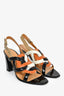 Hermes Black/Orange Patent 'Chain d'Ancre' Heeled Sandals Size 38