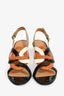 Hermes Black/Orange Patent 'Chain d'Ancre' Heeled Sandals Size 38