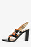 Hermes Black/Orange Patent 'Chain d'Ancre' Heeled Sandals Size 38