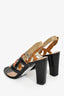 Hermes Black/Orange Patent 'Chain d'Ancre' Heeled Sandals Size 38