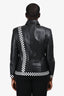 Escada Black Leather Race Car Track Moto Jacket Size 40