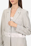 St. John Silver Metallic Crystal Button Blazer With Slip Size L