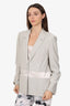 St. John Silver Metallic Crystal Button Blazer With Slip Size L