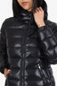Moncler Black Quilted Lucie Hooded Down Jacket Size 1