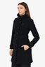 Burberry Black Wool Belted Trench Coat Size 2