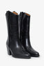 Maje Black Leather Cowboy Ankle Boots Size 36
