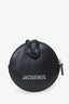 Jacquemus Black Leather Le Pitchou Round Coin Purse with Strap