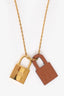 Hermès Gold Plated Gold Leather 'O'Kelly' Pendant Necklace
