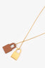 Hermès Gold Plated Gold Leather 'O'Kelly' Pendant Necklace