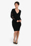 Tom Ford Black Mesh Sleeve Midi Fitted Dress Size XS