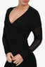 Tom Ford Black Mesh Sleeve Midi Fitted Dress Size XS