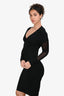 Tom Ford Black Mesh Sleeve Midi Fitted Dress Size XS