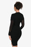 Tom Ford Black Mesh Sleeve Midi Fitted Dress Size XS