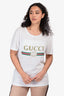 Gucci White Thin Jersey Distressed Logo T-Shirt Size XS
