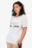 Gucci White Thin Jersey Distressed Logo T-Shirt Size XS