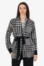 Max Mara Black/White Wool/Cashmere Houndstooth Cardigan Size XS