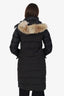 Canada Black Long Parka With Fur Hood Size XS