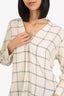 Vince White Check V-Neck Top Size XXS