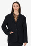 Horses Black Cotton/Wool Single Breasted Blazer Size 2