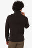 Gucci Brown Web Stripe Intarsia Knit Zipper Front Sweater Size L Mens