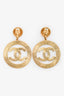 Pre-Loved ™ Chanel 1994 Gold Plated CC Dangle 'Sunburst' Clip On Earrings