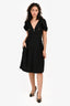 Louis Vuitton Black Silk Puff Sleeve Zipper Midi Dress Size 38