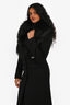Gucci Black Wool Detachable Faux Fur Collar Midi Coat Size 38