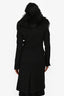 Gucci Black Wool Detachable Faux Fur Collar Midi Coat Size 38