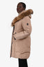 Mackage Beige Fur Trim Hooded Belted Down Coat Size XL