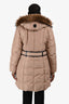 Mackage Beige Fur Trim Hooded Belted Down Coat Size XL