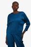 Pleats Please Issey Miyake Teal Pleated Long Sleeve Top Est Size M