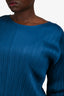 Pleats Please Issey Miyake Teal Pleated Long Sleeve Top Est Size M