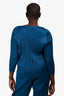 Pleats Please Issey Miyake Teal Pleated Long Sleeve Top Est Size M
