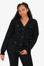 Self-Portrait Black Sequin Embellished Pocket Detail Cardigan Size L