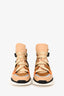 Chloe Brown/Orange Suede/Leather Shearling Lined High Top Sneakers Size 38